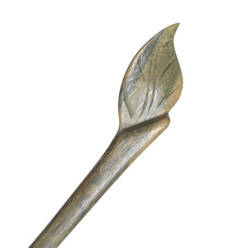 CrystalMood Handmade Carved Wood Hair Stick Leaf 7.25" Lignum-vitae